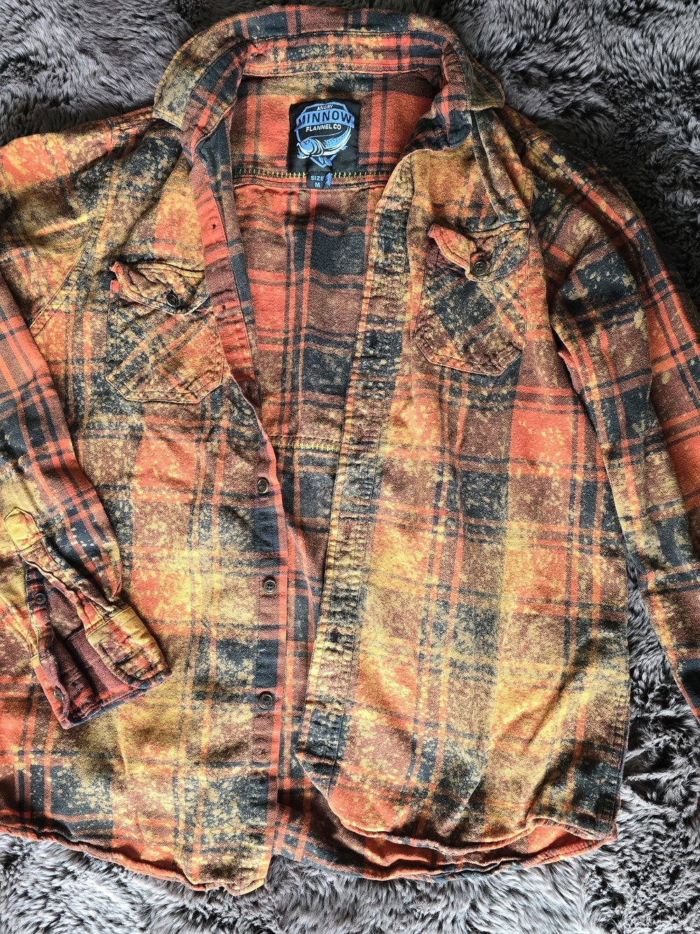 Minnow Flannel Co. Orange Plaid Button-Down Shirt